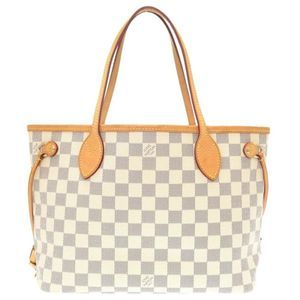 Louis Vuitton Damier Azur Neverfull PM Tote Bag White Gold